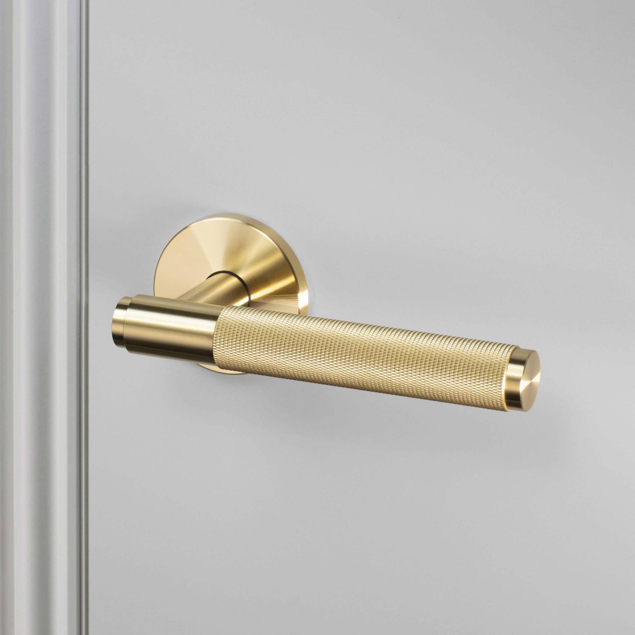 Buster + Punch Door Handle Set Cross Knurl Brass by Araco Interiors