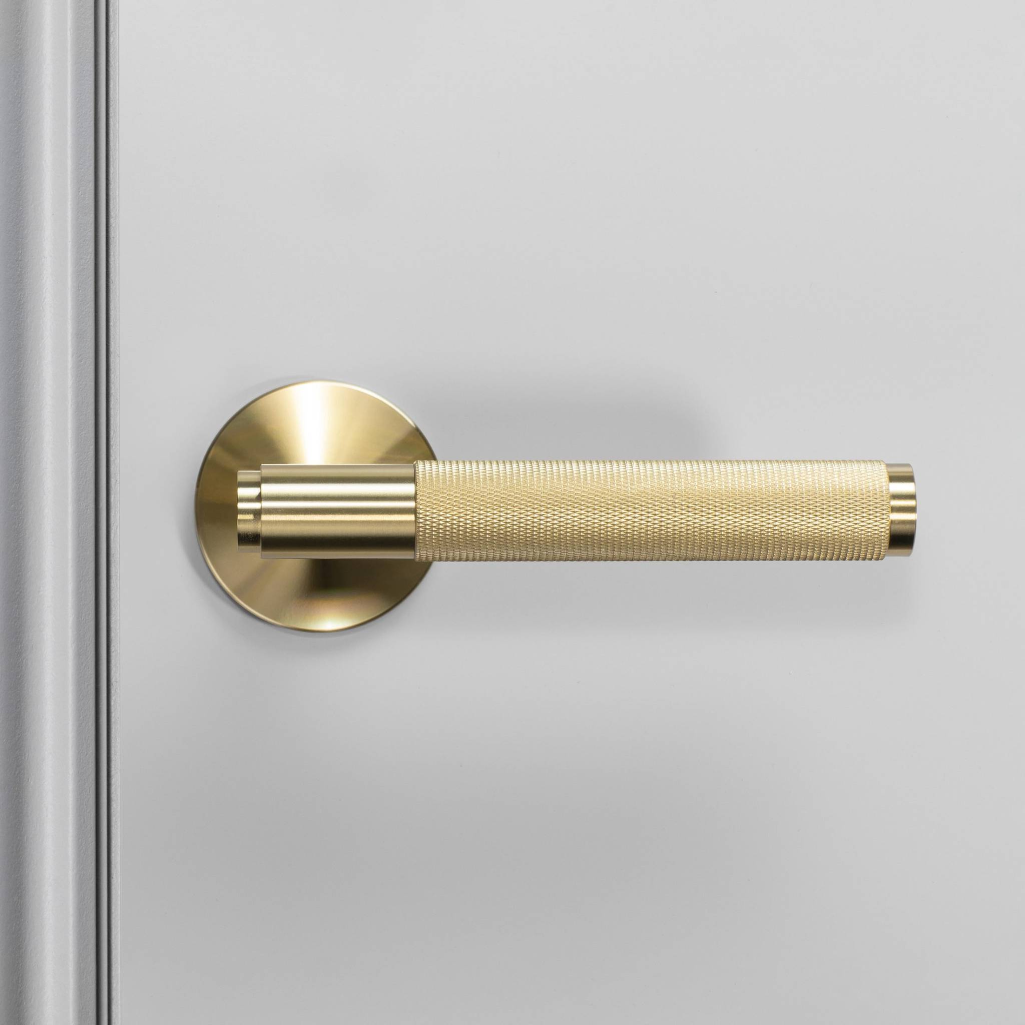 Buster + Punch Door Handle Set Cross Knurl Brass detail by Araco Interiors