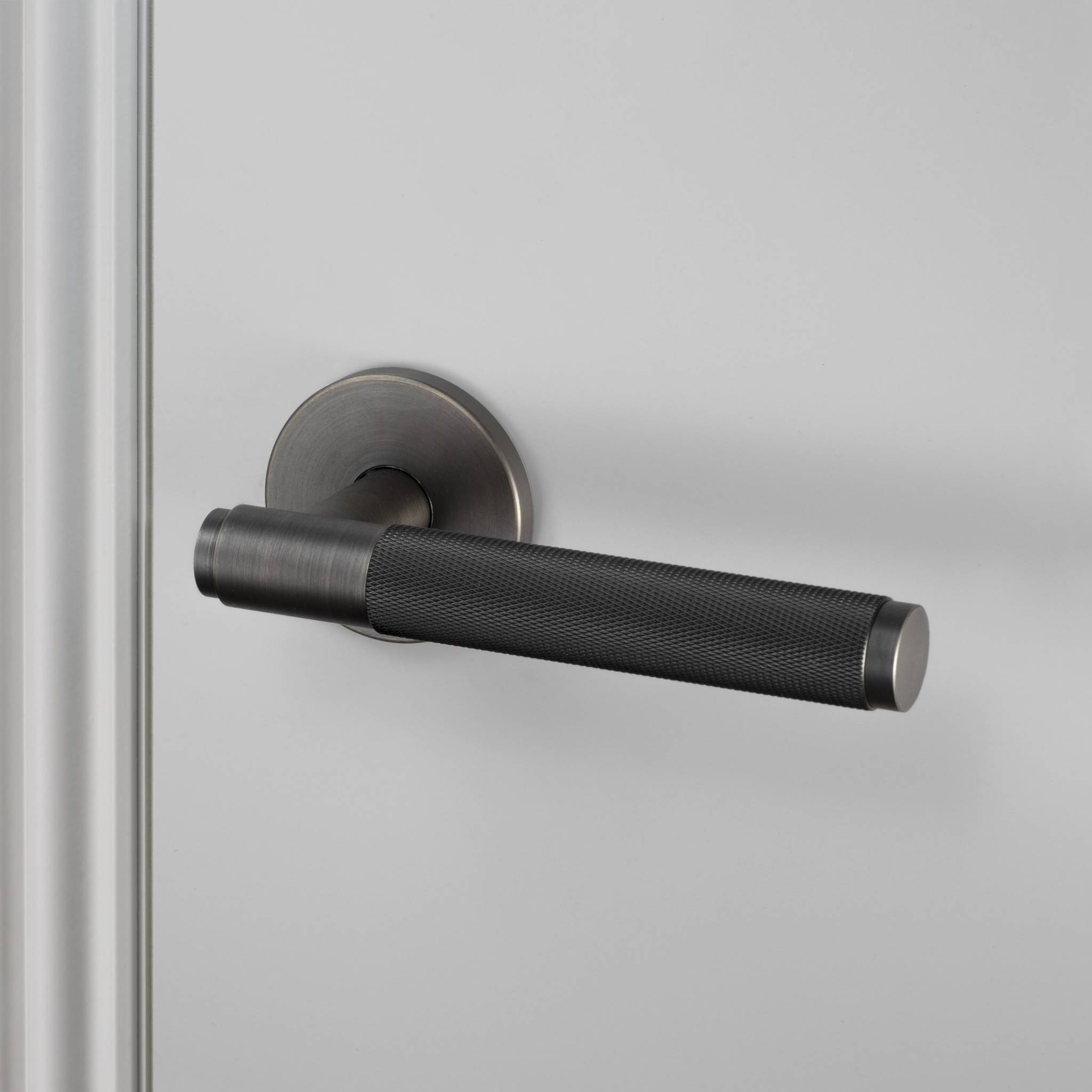Buster + Punch Door Handle Set Cross Knurl Smoked Bronze by Araco Interiors