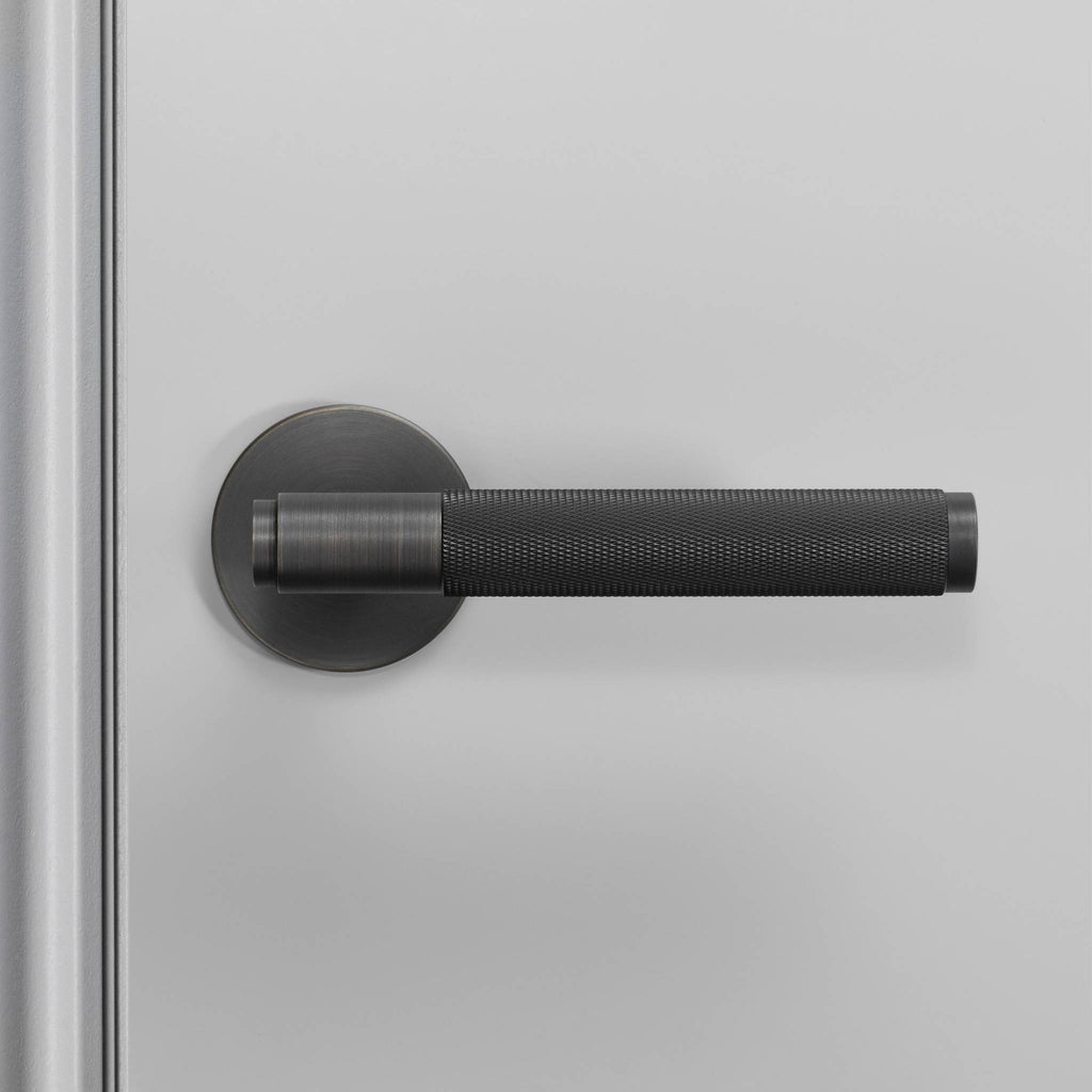 Buster + Punch Door Handle Set Cross Knurl Smoked Bronze detail by Araco Interiors
