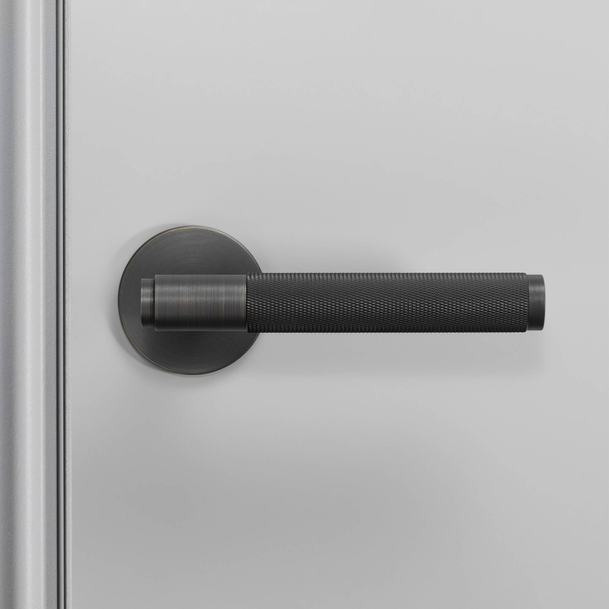 Buster + Punch Door Handle Set Cross Knurl Smoked Bronze detail by Araco Interiors