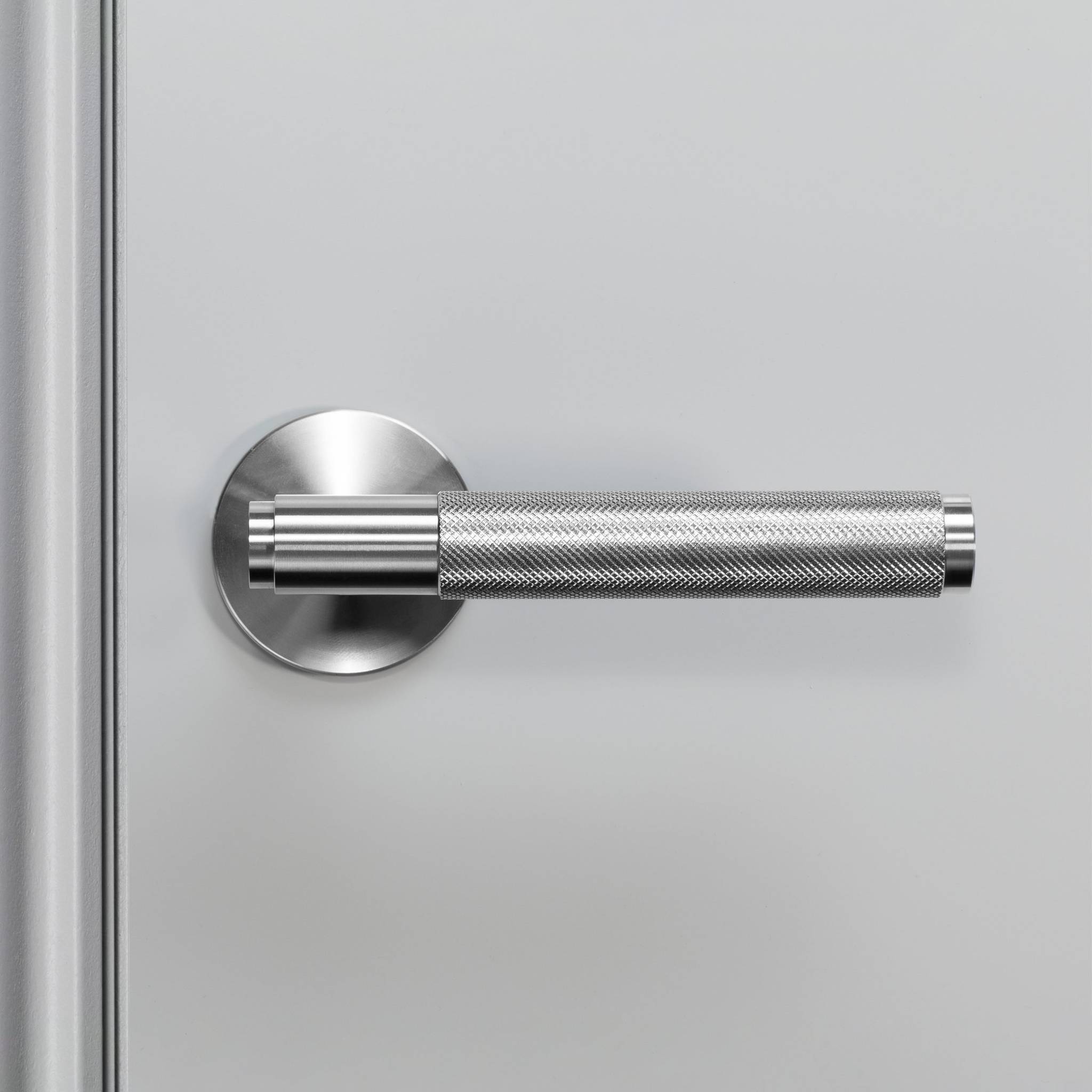 Buster + Punch Door Handle Set Cross Knurl Steel detail by Araco Interiors