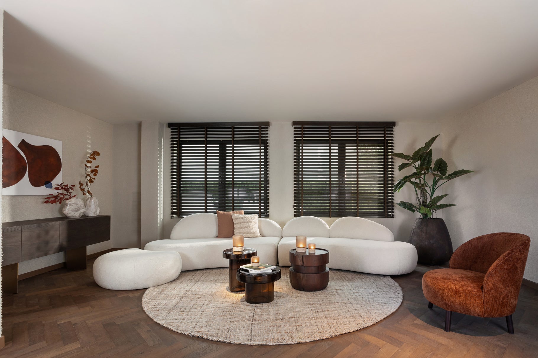 Dôme Deco VOLGA Round Carpet styled in a luxury interior | Araco Interiors