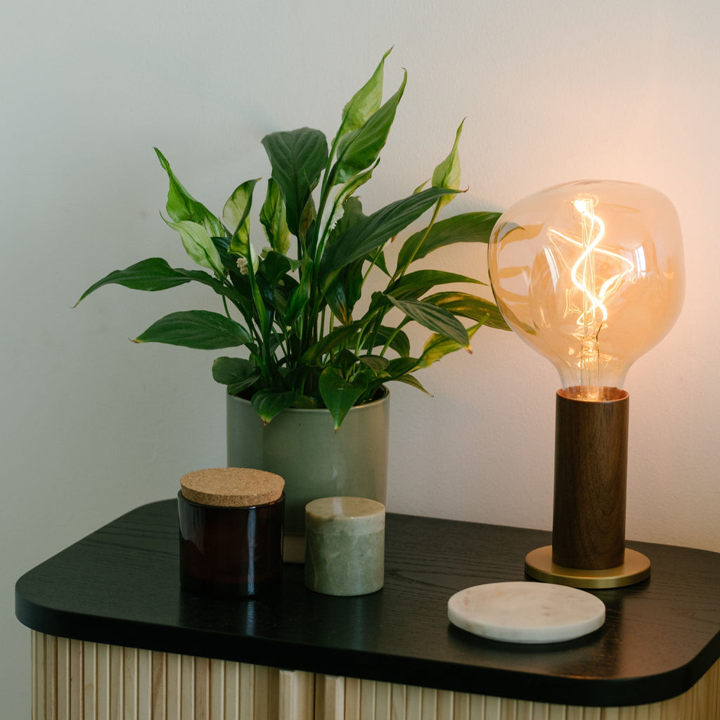 Tala Knuckle Table Lamp in Walnut + Voronoi I (view 2)